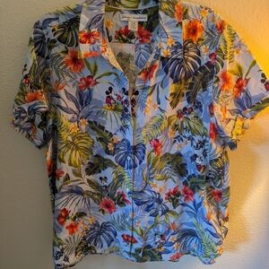 Disney X Tommy Bahama Button-Up Shirt - Light Blue Floral Women's Size Large